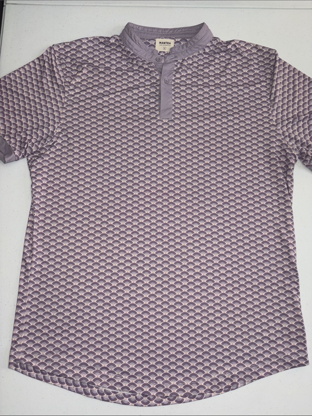 Mantra Mens Performance Polo Shirt L Geometric Purple Short Sleeve